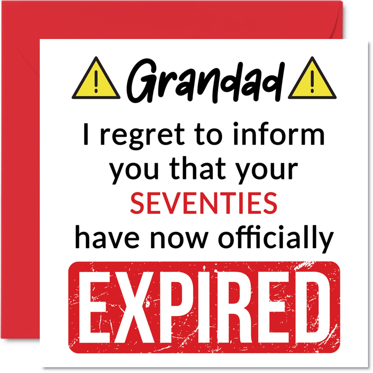 Stuff4 Funny 80th Birthday Card for Grandad - Your Seventies Have Expired | 145mm Square 1