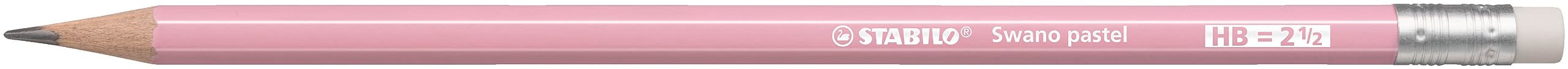 STABILO Swano Pastel Graphite Pencil with Eraser - HB Lead - Pack of 12 - Pink 2