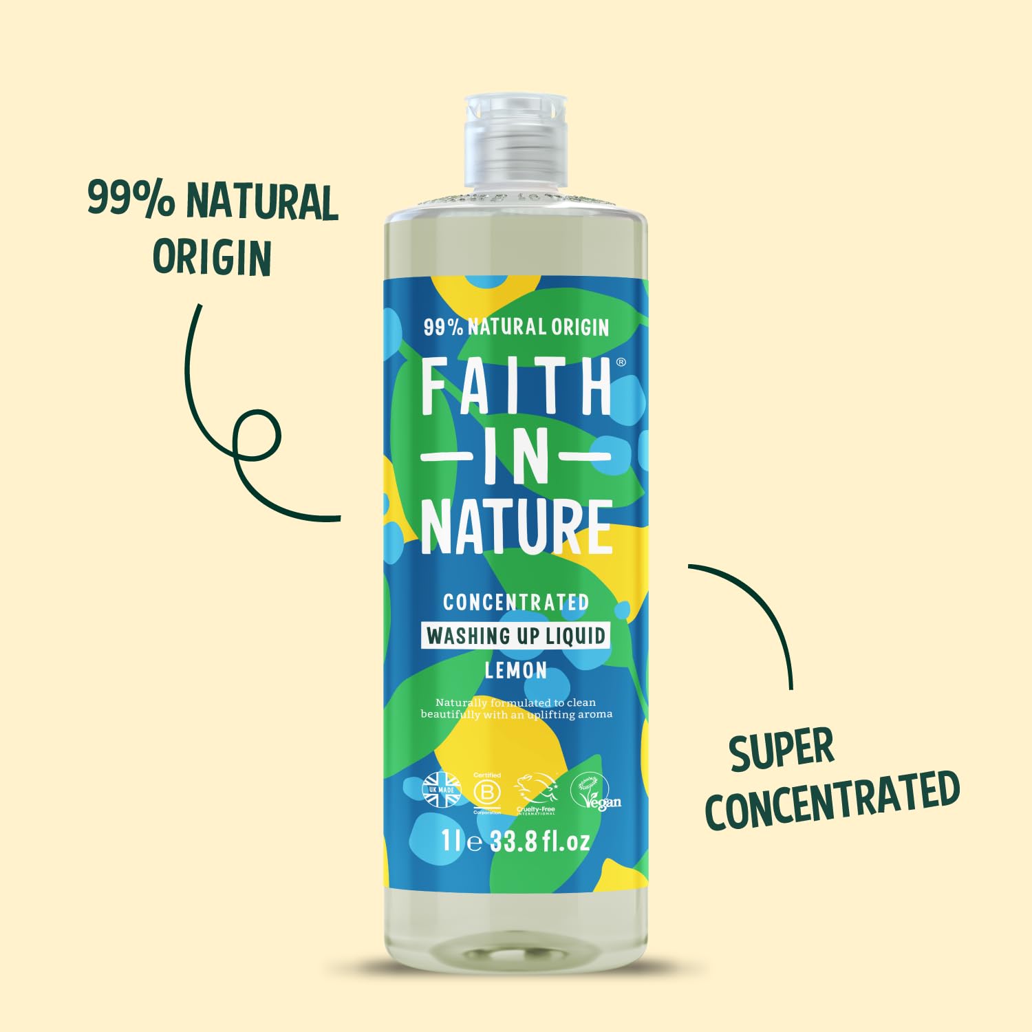 FAITH IN NATURE Natural Biodegradable Washing Up Liquid | 1L Liquid | 99% Natural Origin 3