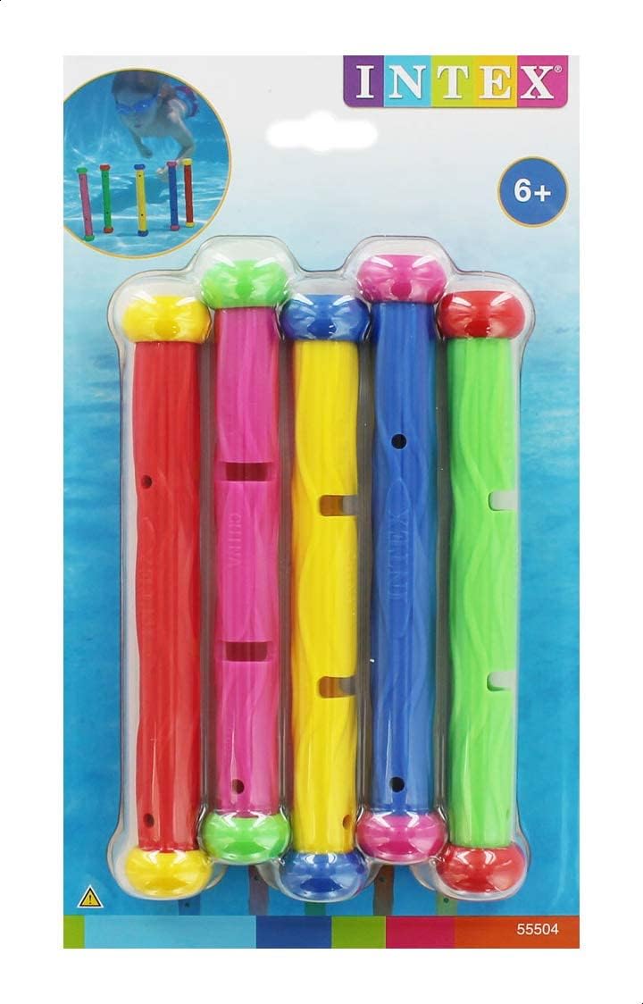 Intex Summer Fun Dive Sticks - Pack of 5 Soft Flexible Pool Toys for Kids 6+