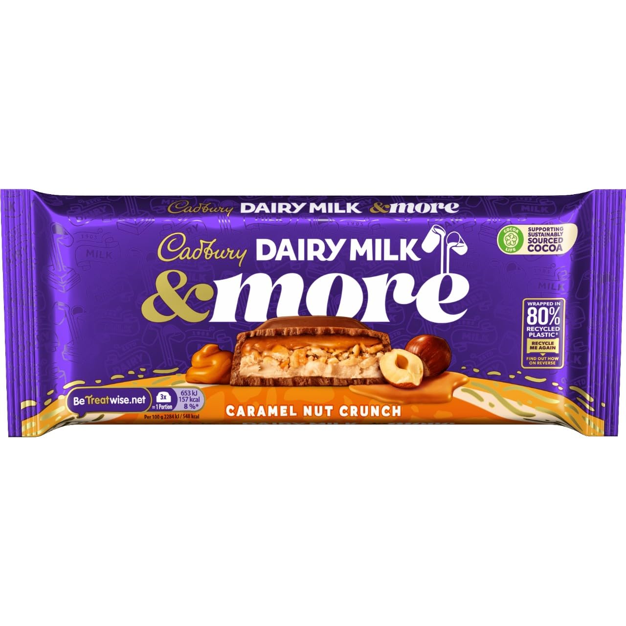 Cadbury Dairy Milk & More Caramel Nut Crunch Chocolate Bar 200g 5