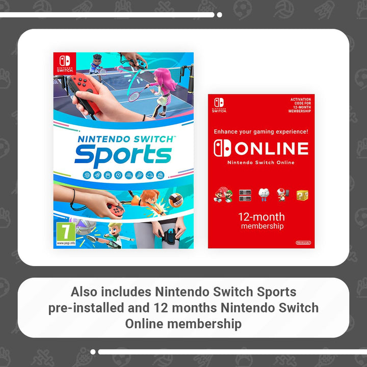 Nintendo Switch (Neon Red/Neon Blue) with Switch Sports Pre-Installed & 12-Month Online Membership