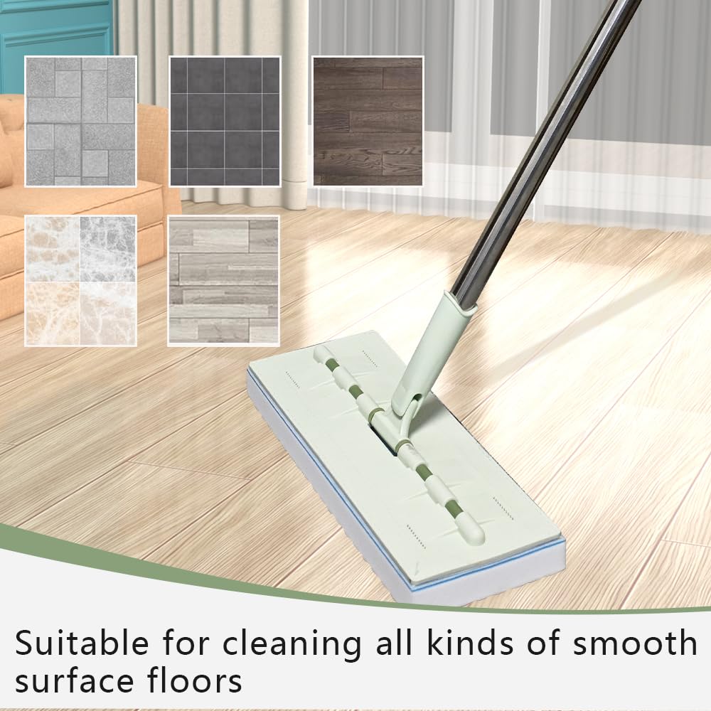 BAISENJIE Flat Mop - 60" Adjustable Handle, 13" Wide Head, Includes 7 Replacement Pads 5
