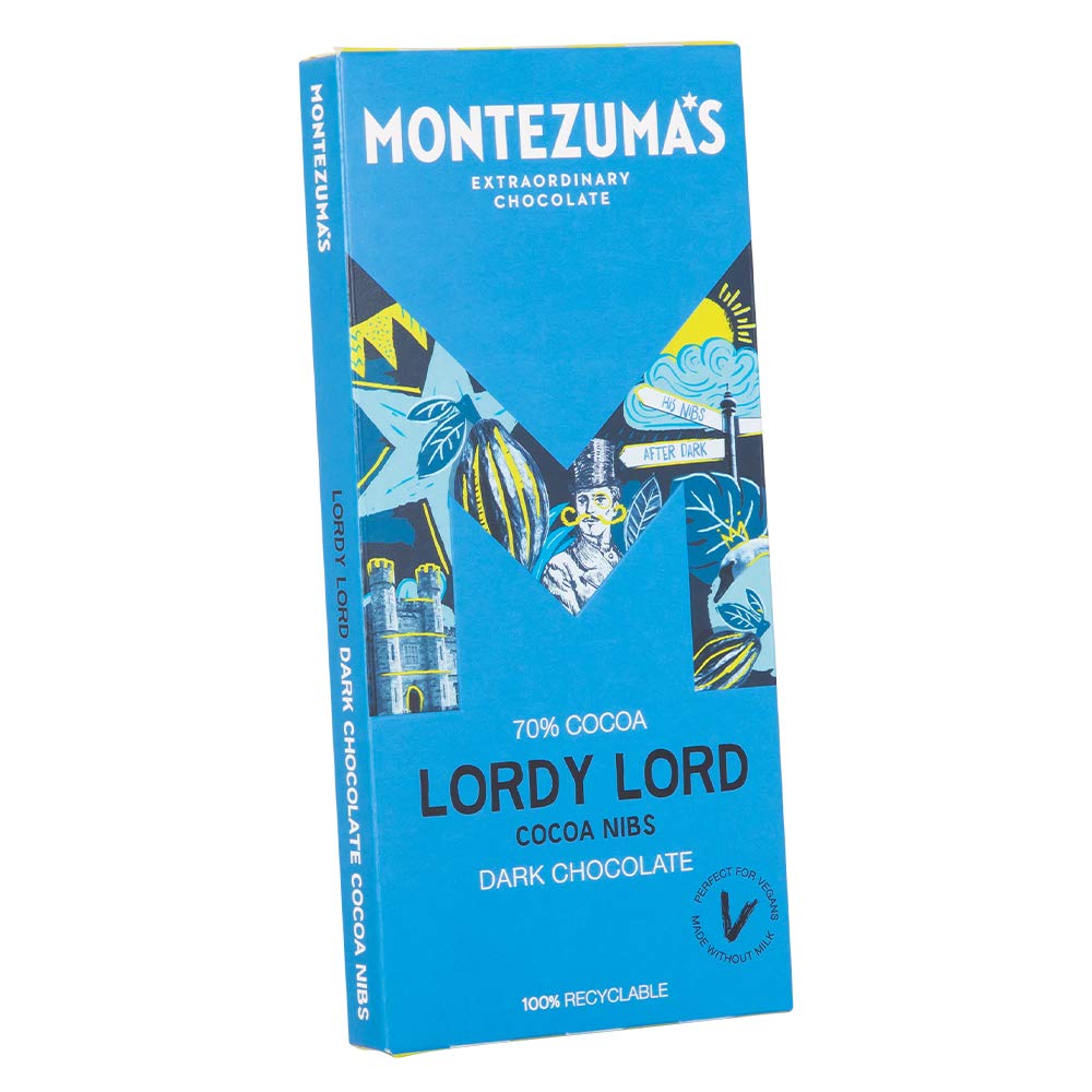 Montezuma - Lordy Lord 70% Kakao Zartbitterschokoladentafel mit Kakaonibs, vegan &amp; glutenfrei, 90g 6