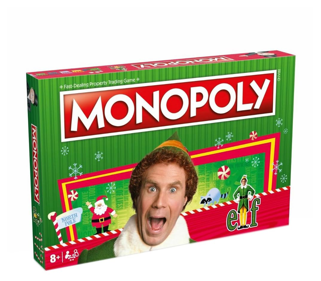 Winning Moves Elf Monopoly Board Game - Festive Token Edition with Santa's Workshop and Empire State Building