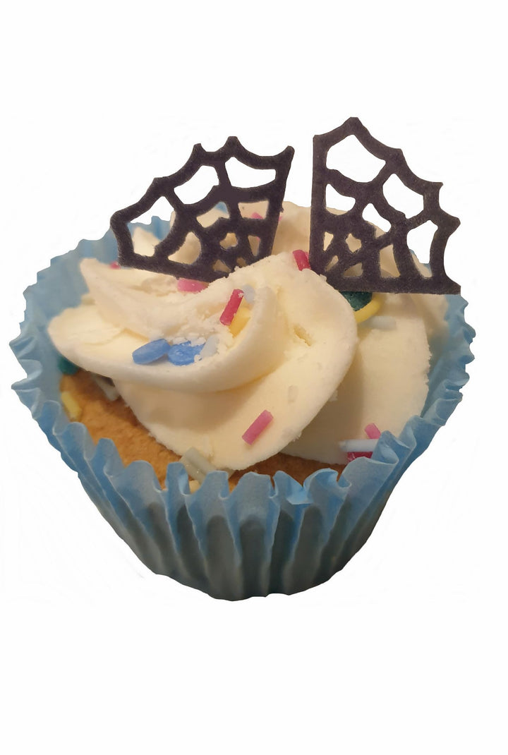 Toppercake Edible Spooky Spider Web Halloween Wafer Cupcake Topper Decor - 12 Pack
