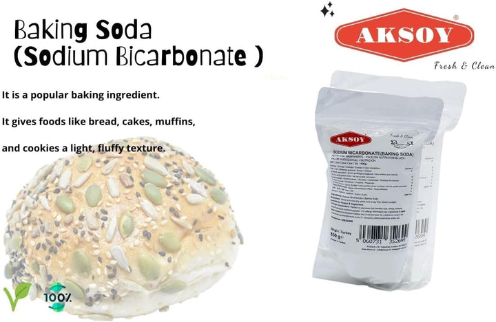 Aksoy - Pure Baking Soda 850g | Sodium Bicarbonate Powder for Baking, Cleaning & Home Uses
