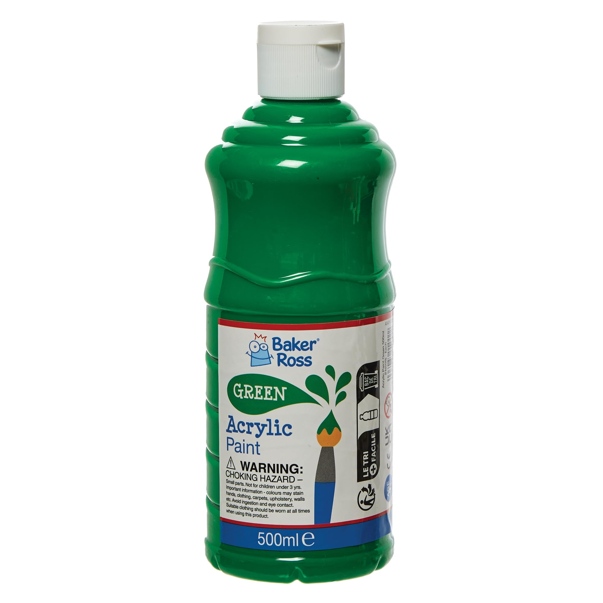 Baker Ross Green Acrylic Paint - 500ml Bottle | Water-Based & Washable