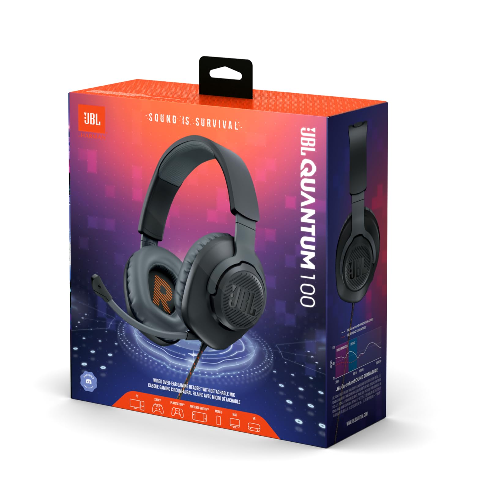JBL Quantum 100 Wired Over-Ear Gaming Headset with Detachable Boom Mic [PC] 4