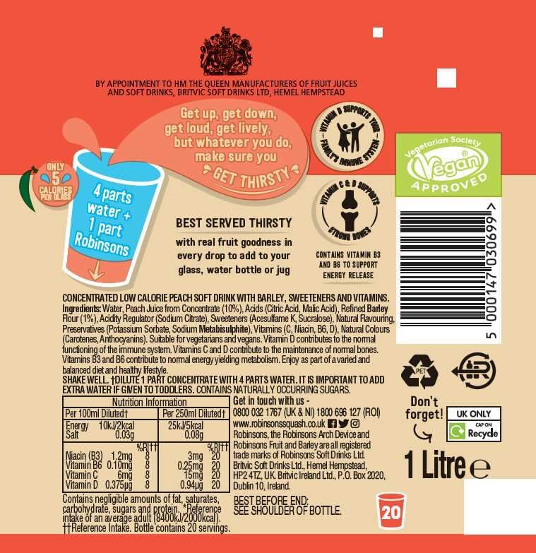 Robinsons Fruit & Barley Peach Squash, 1L Bottle
