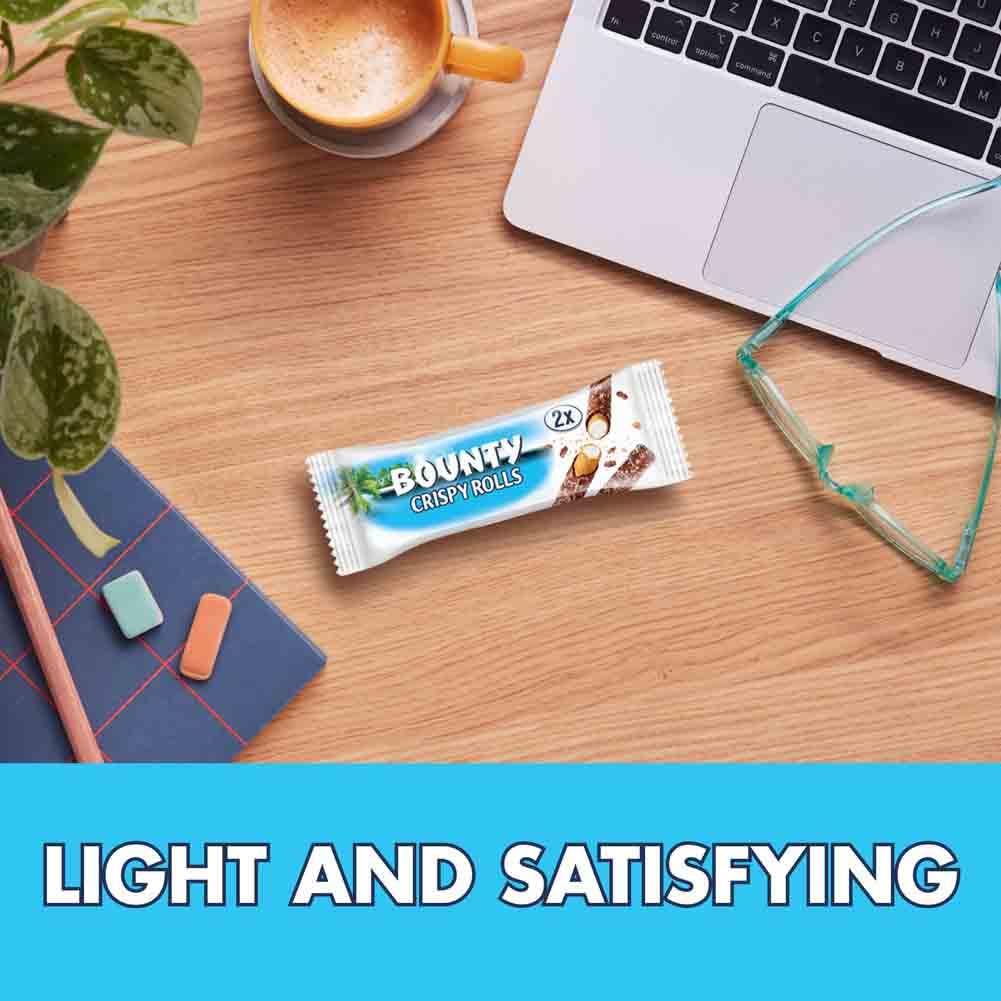 Bounty Crispy Rolls, Milk Chocolate, Coconut, Biscuit Snack Bar, 24-Pack 8