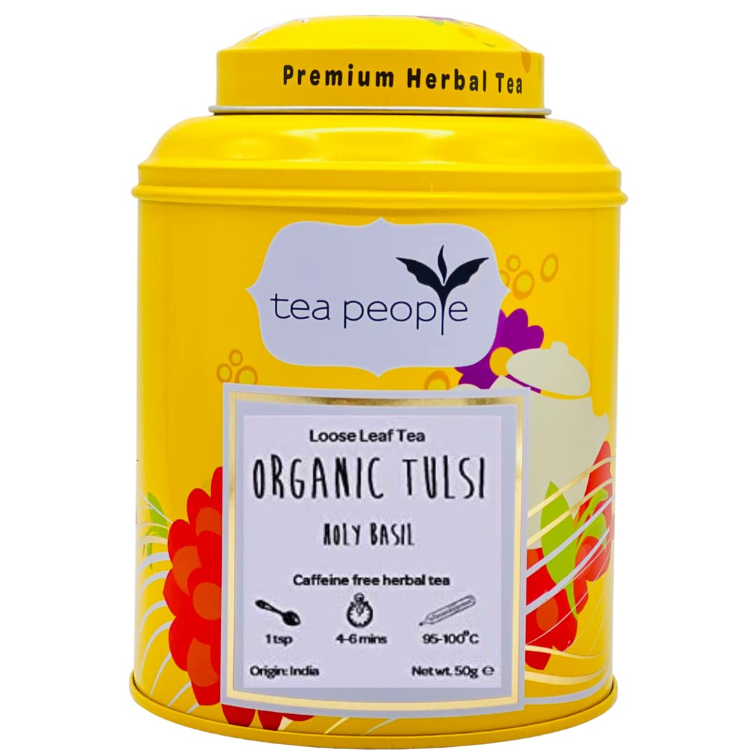 Tea People Organic Tulsi (Holy Basil) Loose Leaf Herbal Tea, 50g in Tin 1