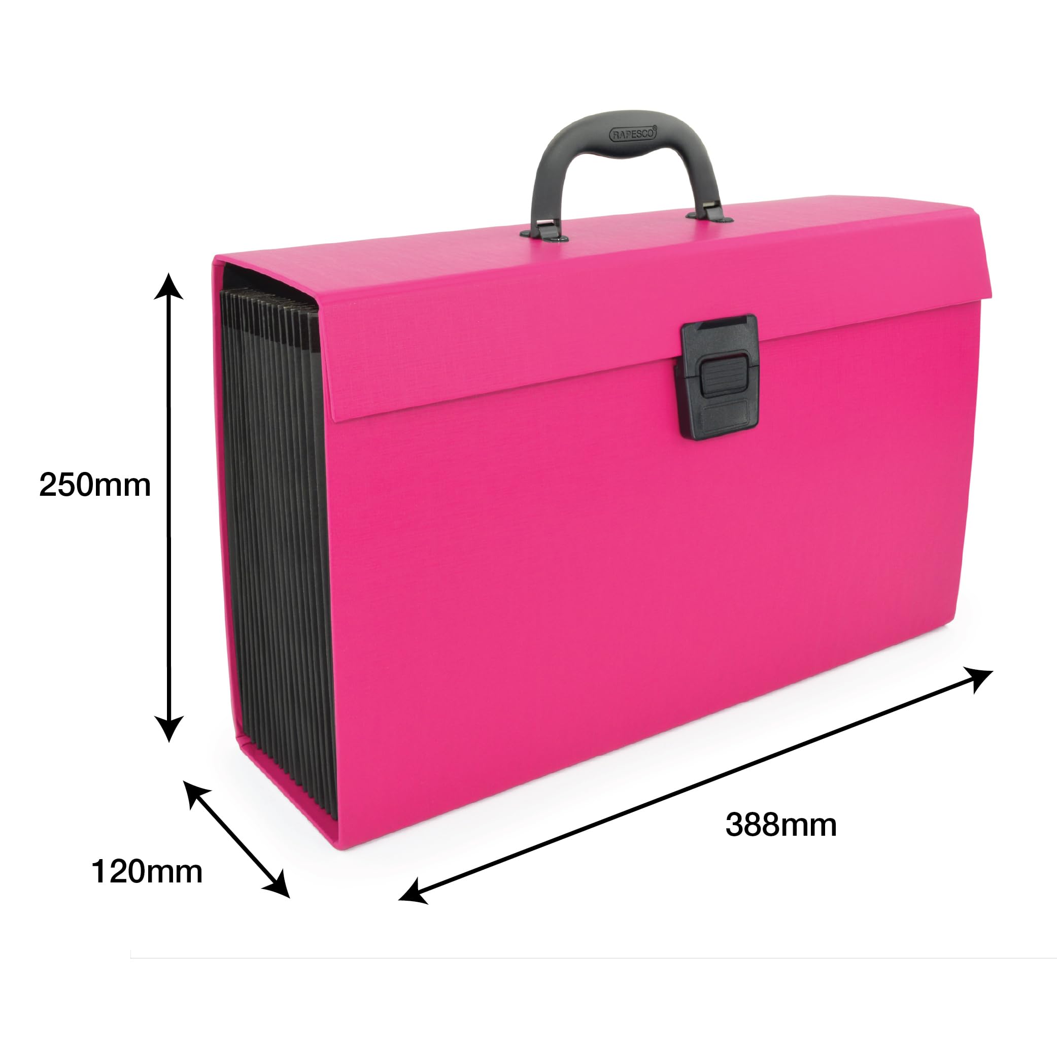 RAPESCO 1554 Expanding Box File Document Organiser - 19 Pocket A4+ | Hot Pink | 100% Recycled Manilla 6