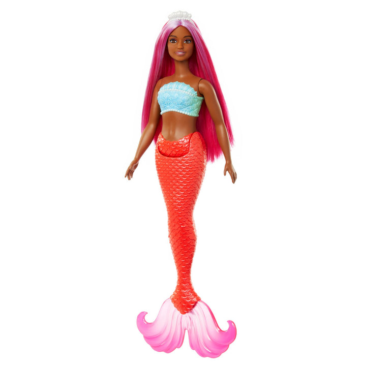 Barbie Mermaid Doll - Curvy Body with Shell Bodice & Tropical Red Tail, 3+ Years