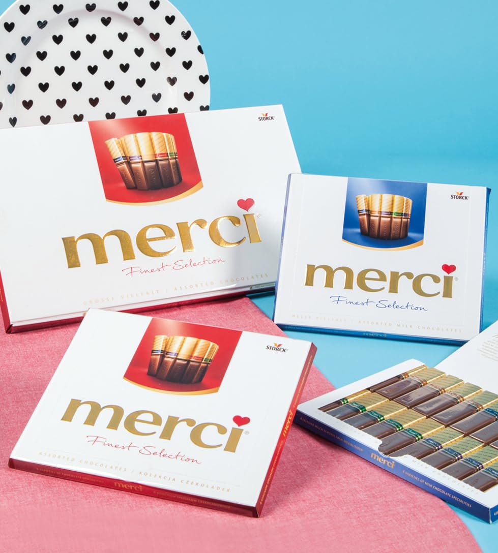 Merci Finest Milk & Dark Chocolate Box - 8 Varieties, Gluten-Free, Individually Wrapped