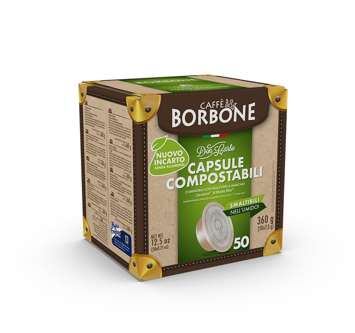 Caffè Borbone Don Carlo Gold Coffee Blend - 50 Compostable Capsules for Lavazza A Modo Mio Machines