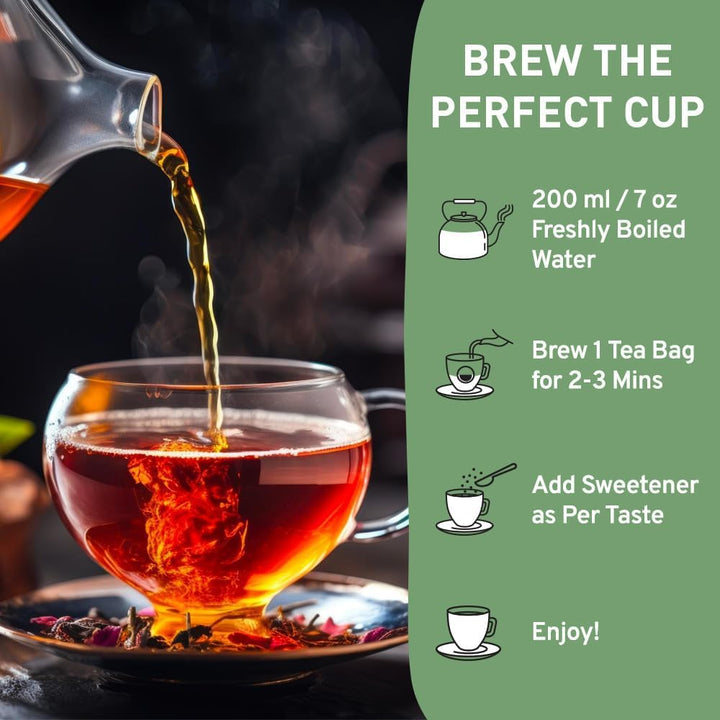 HANDPICK Masala Chai Tea Bags from India (100 Count) - Cinnamon, Black Pepper, Cloves & Cardamom - Eco-conscious Round Tea Bags