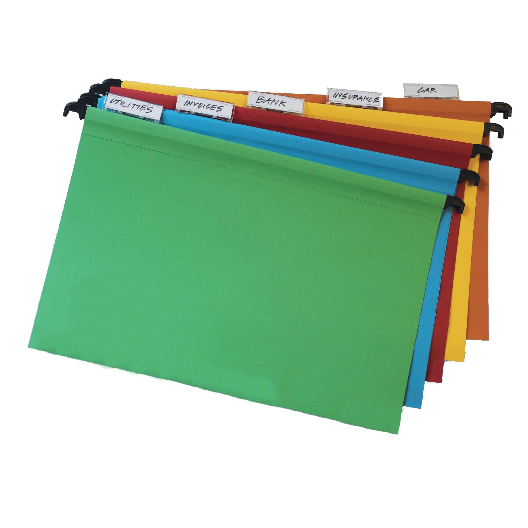 Cathedral Products A4 Assorted Colour Hanging Suspension Files with Clip-on Index Tabs | Pack of 10