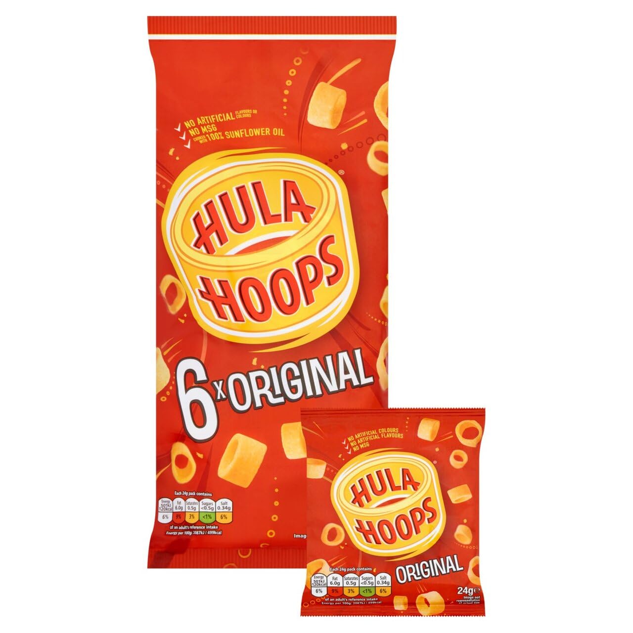 Hula Hoops Original Multipack - 6 x 24g Bags of Crunchy Potato Snacks 3