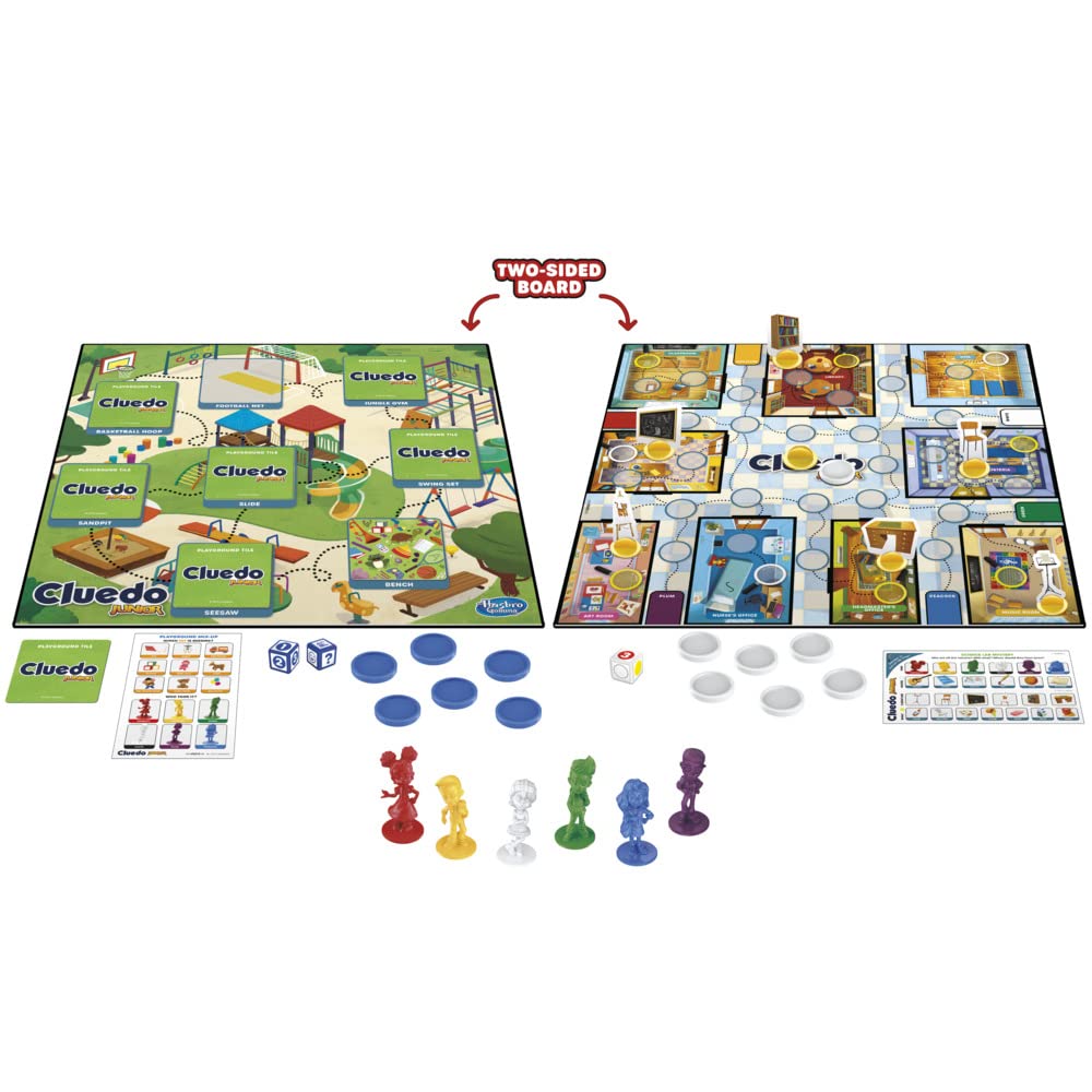 Hasbro Gaming Cluedo Junior Board Game, 2-in-1 Detective Game for Kids 4+ Years, Double-Sided Gameboard for 2-6 Players