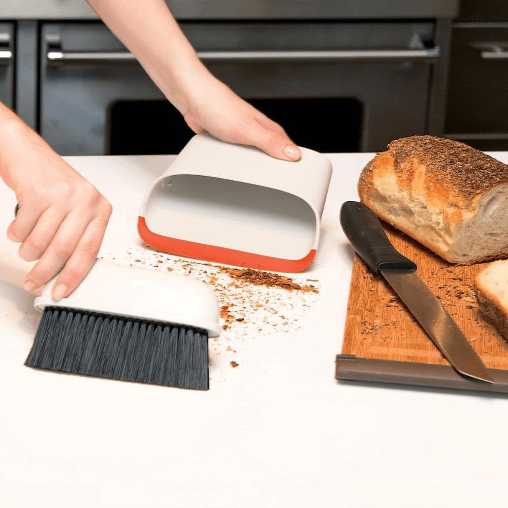 OXO Good Grips Compact Dustpan & Brush Set - Slim Storage | Soft Rubber Lip | Red 6
