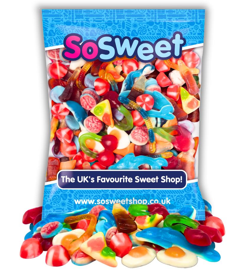 SoSweet Jelly Sweet Mix – 1kg Bulk Bag of Chewy Jelly Sweets | Party Pick & Mix, Sharing Treats, Gummy Bears, Cola Bottles, Twin Cherries 1