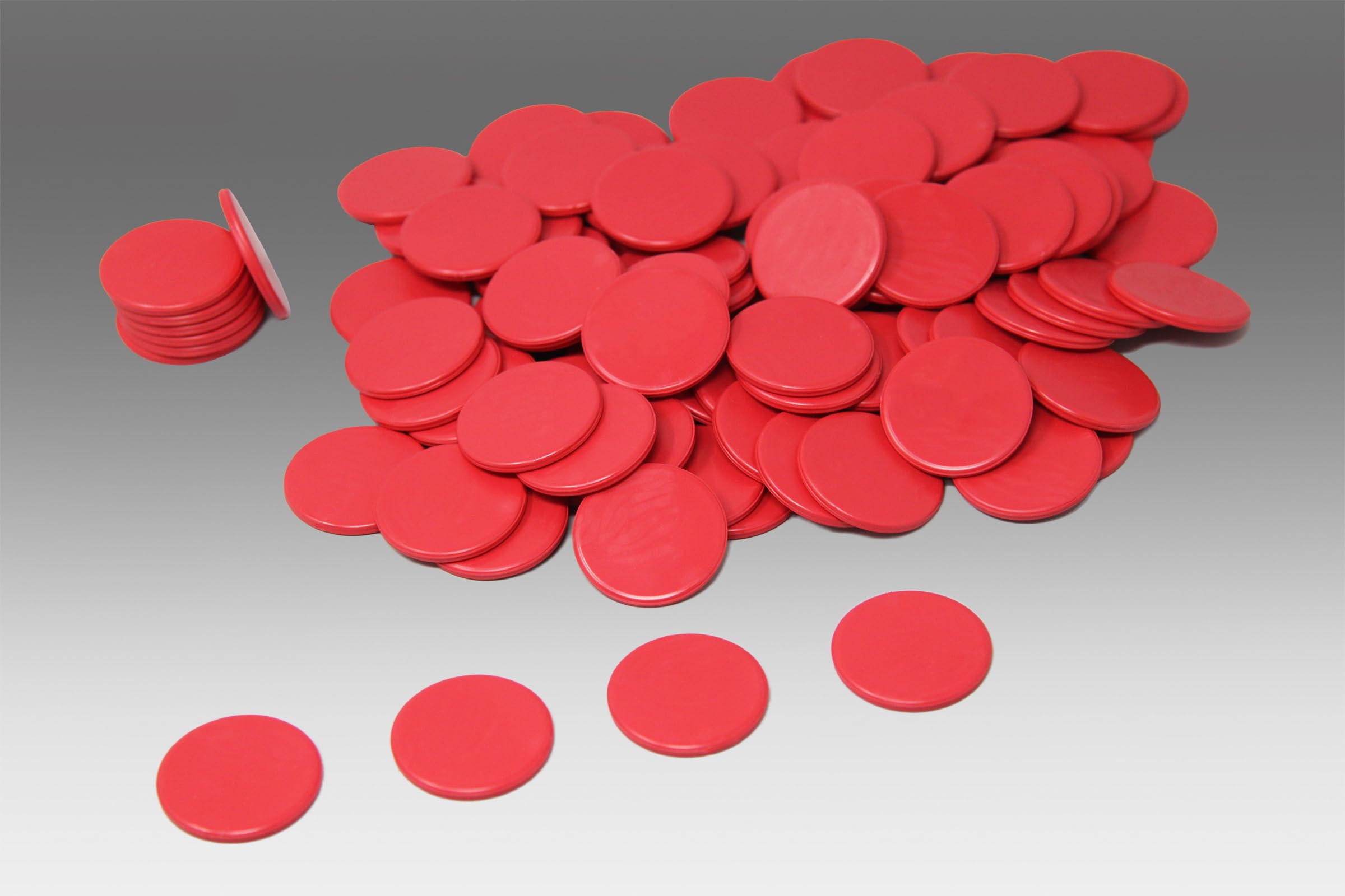 Wissner Game Chips - Red, 100 Pieces, 25mm Diameter | Counting & Arithmetic Aid | RE-Plastic 2