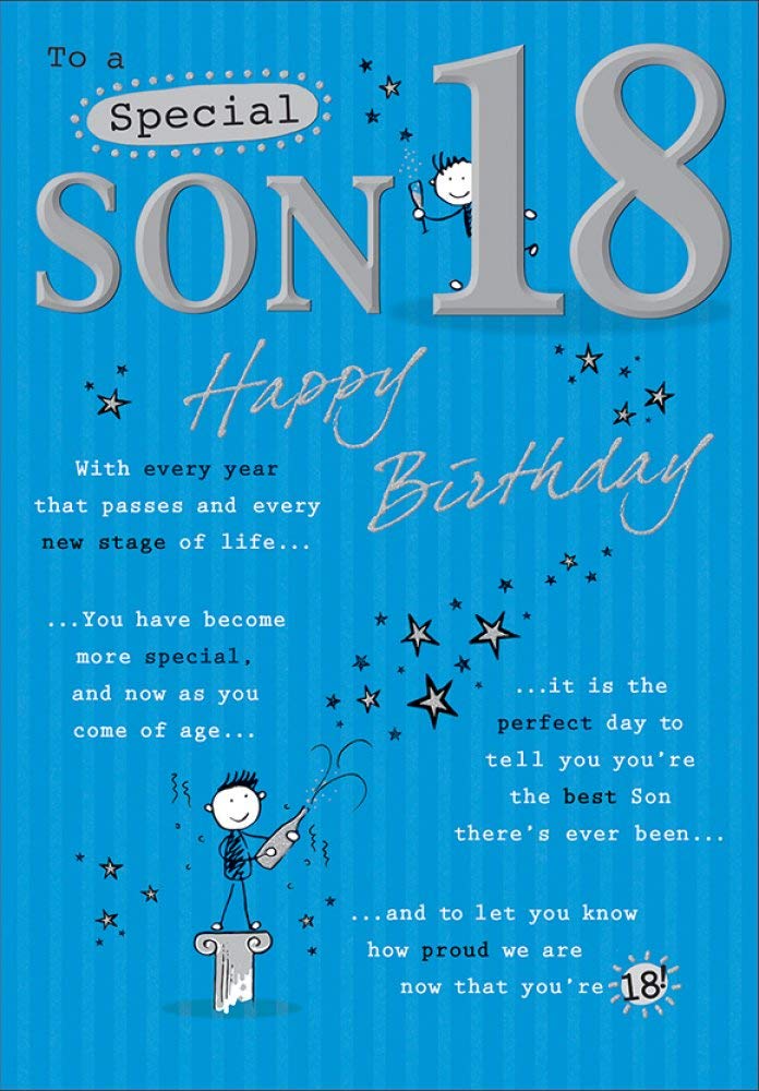 Piccadilly Greetings Traditional Age 18 Son Birthday Card | 9 x 6 Inches | Green