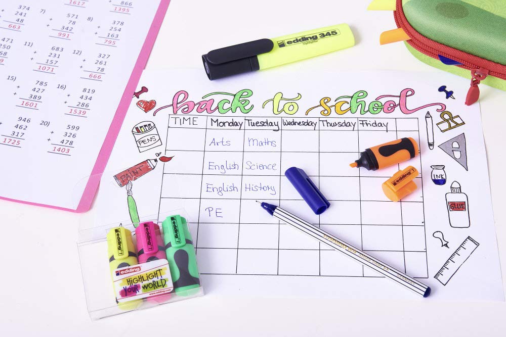 edding 7 Mini Highlighter - 5 Pack Neon Colours | Chisel Nib | Water-Based Ink 4