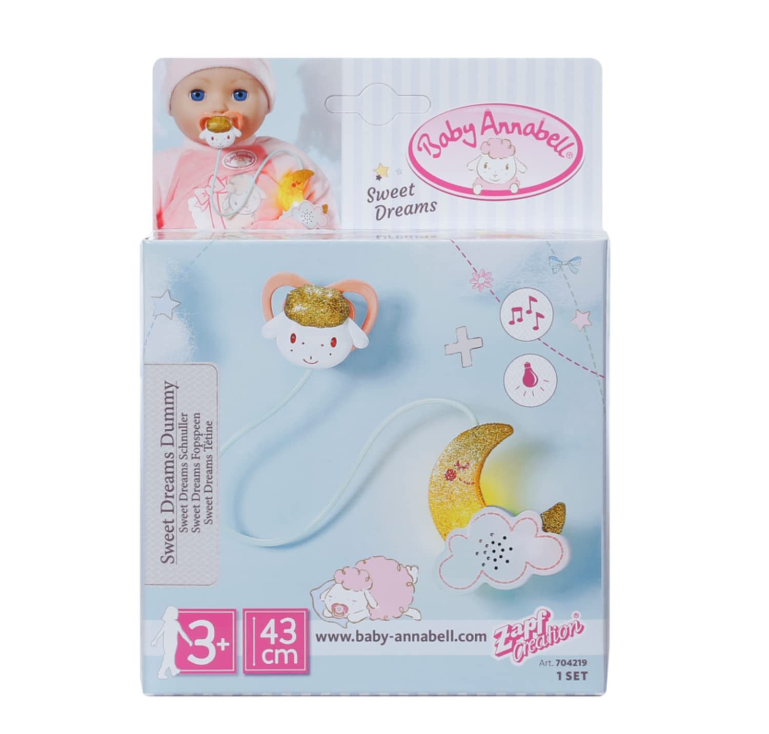 Baby Annabell Sweet Dreams Dummy 43cm - Lullaby & Light-Up Toy for Toddlers 13