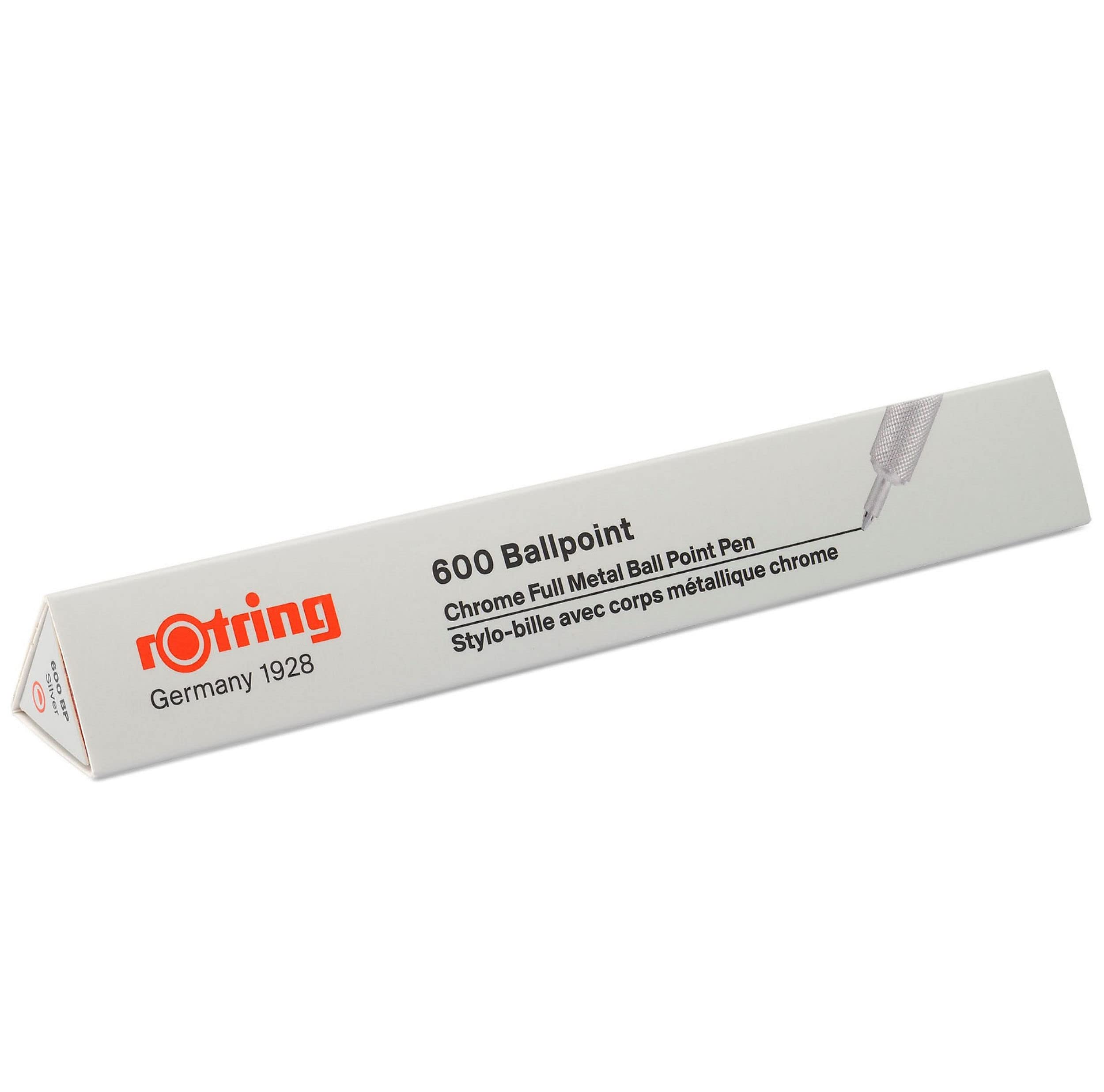 rOtring 600 Retractable Ballpoint Pen - Medium Point Black Ink | Full Metal Body | Silver 4