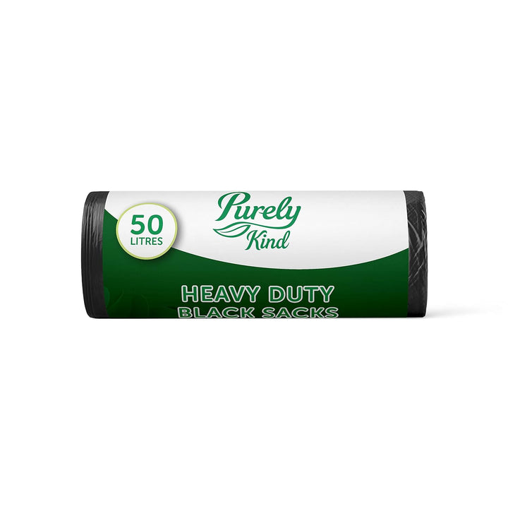 Blake & White Purely Kind Heavy Duty Black Sacks | 50L | Roll of 30
