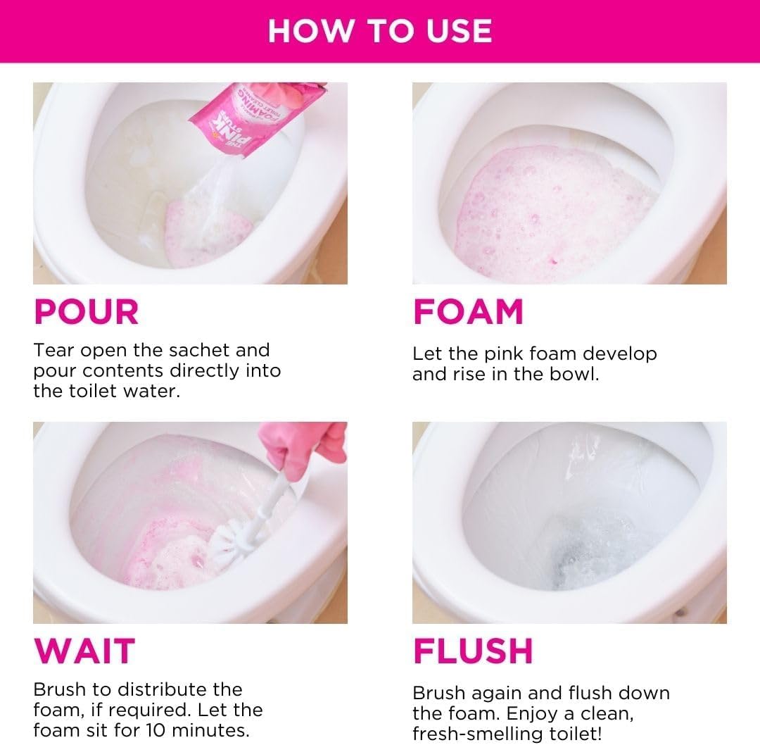 THE PINK STUFF Miracle Power Foaming Toilet Cleaner - Deep Cleaning Powder, Fruit Scent, 300g 5
