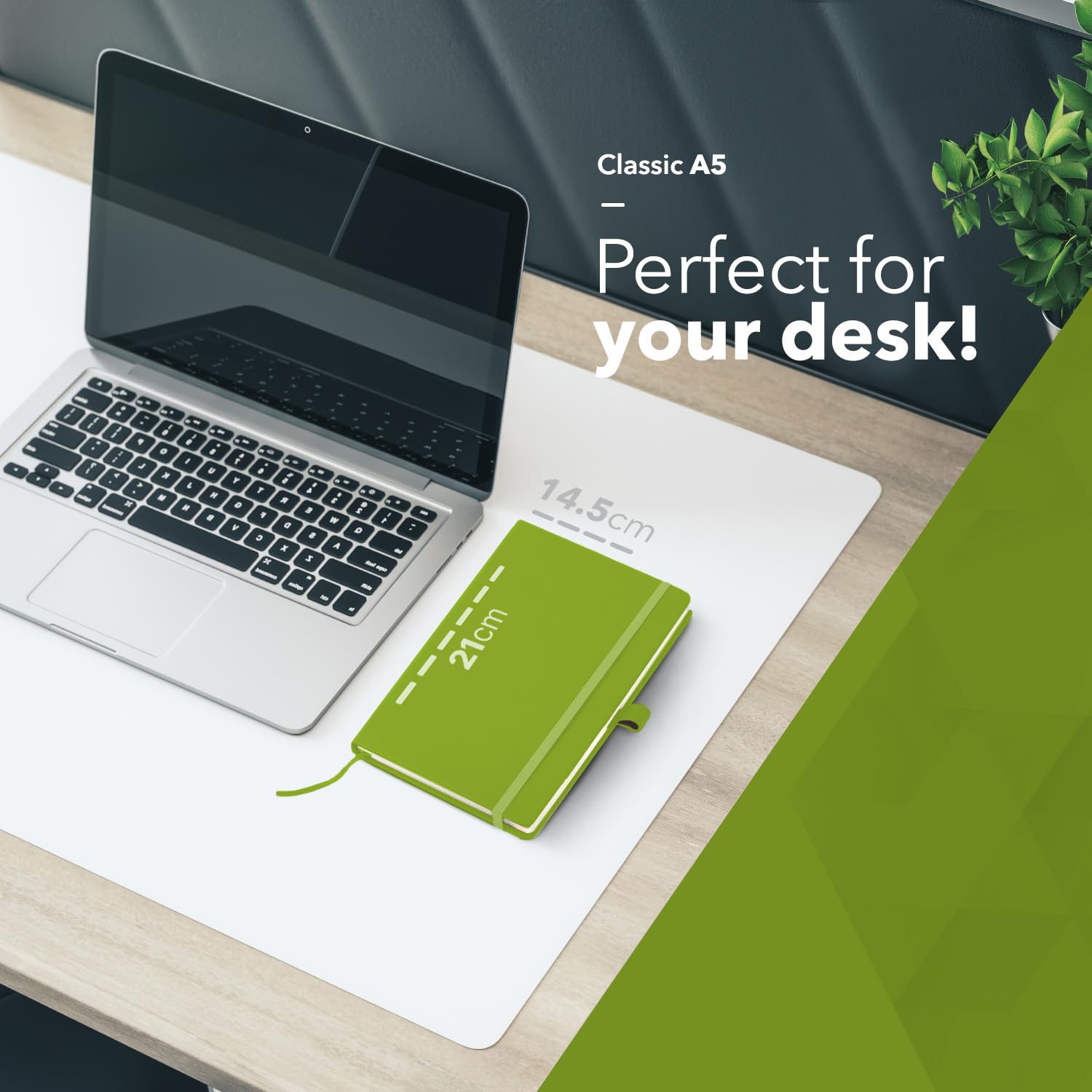 delka A5 Notebook - Ruled Journal with Hard Cover, Vegan Leather Feel, 220 Pages | Green 5