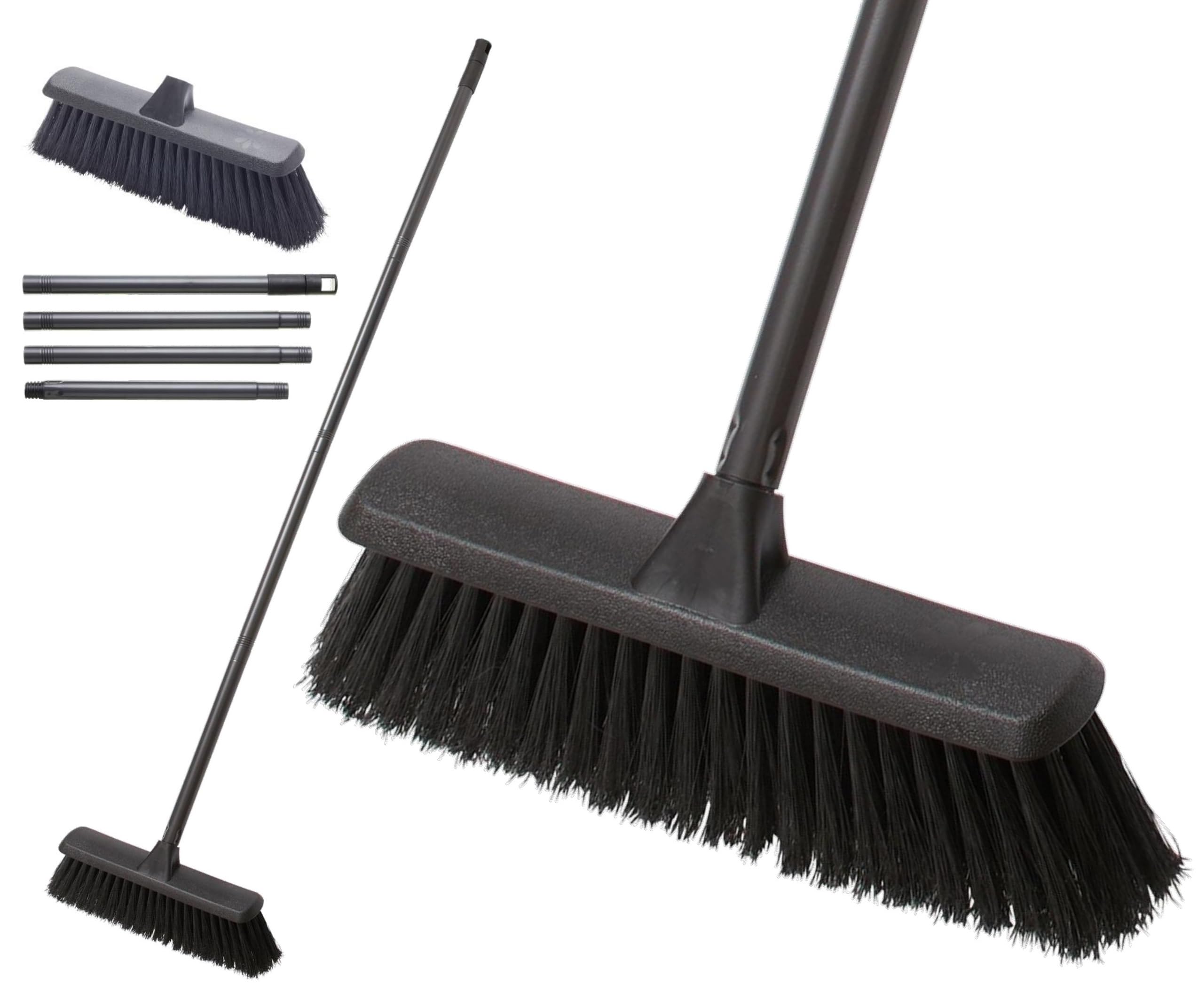 Fit For The Job Indoor Push Broom - Soft Fibres for Laminate, Vinyl & Tile | Lightweight Steel Handle