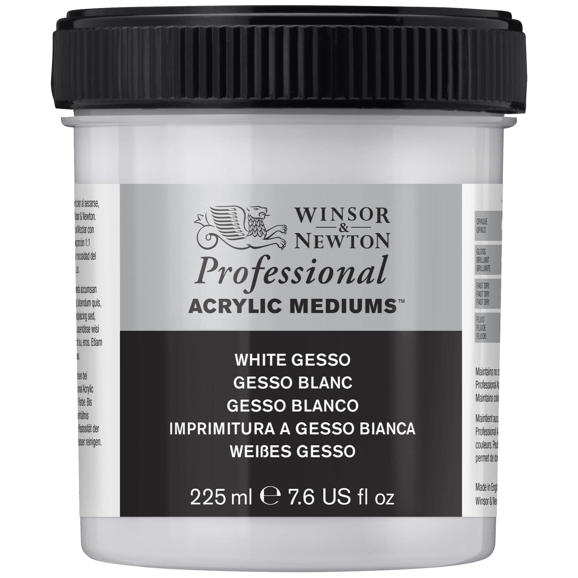 Winsor & Newton WN Acrylic White Gesso, ACFAWG237, 225 ml (Pack of 1), 3040