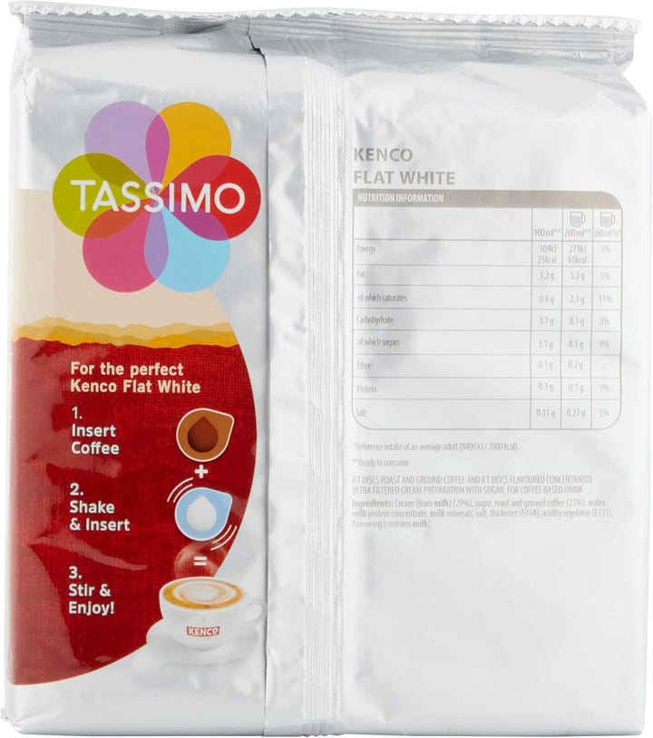 Tassimo Kenco Flat White Coffee Pods x8 (Pack of 5) - 40 Total Drinks