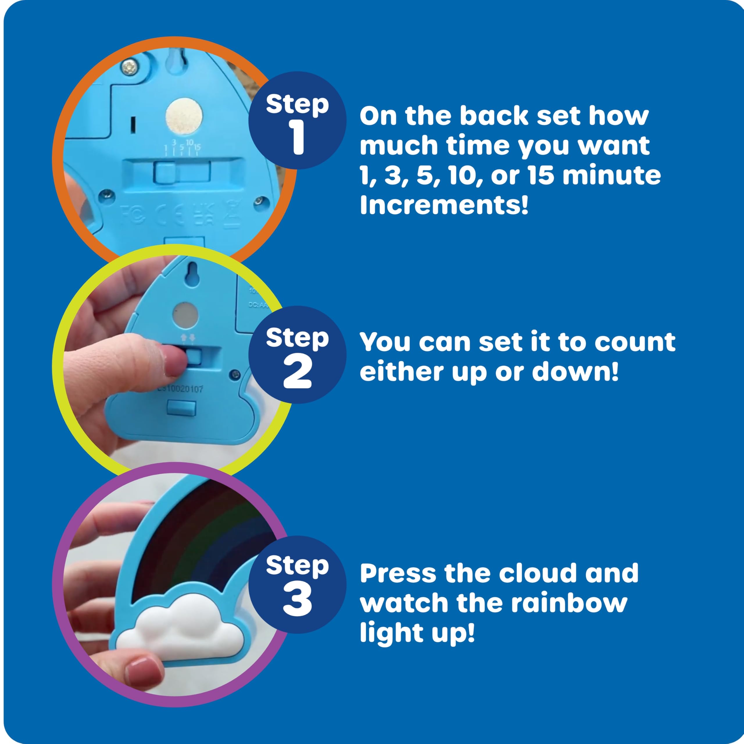 Learning Resources Rainbow Visual Timer for Kids | 5 Time Increments | Doubles as Night Light 3
