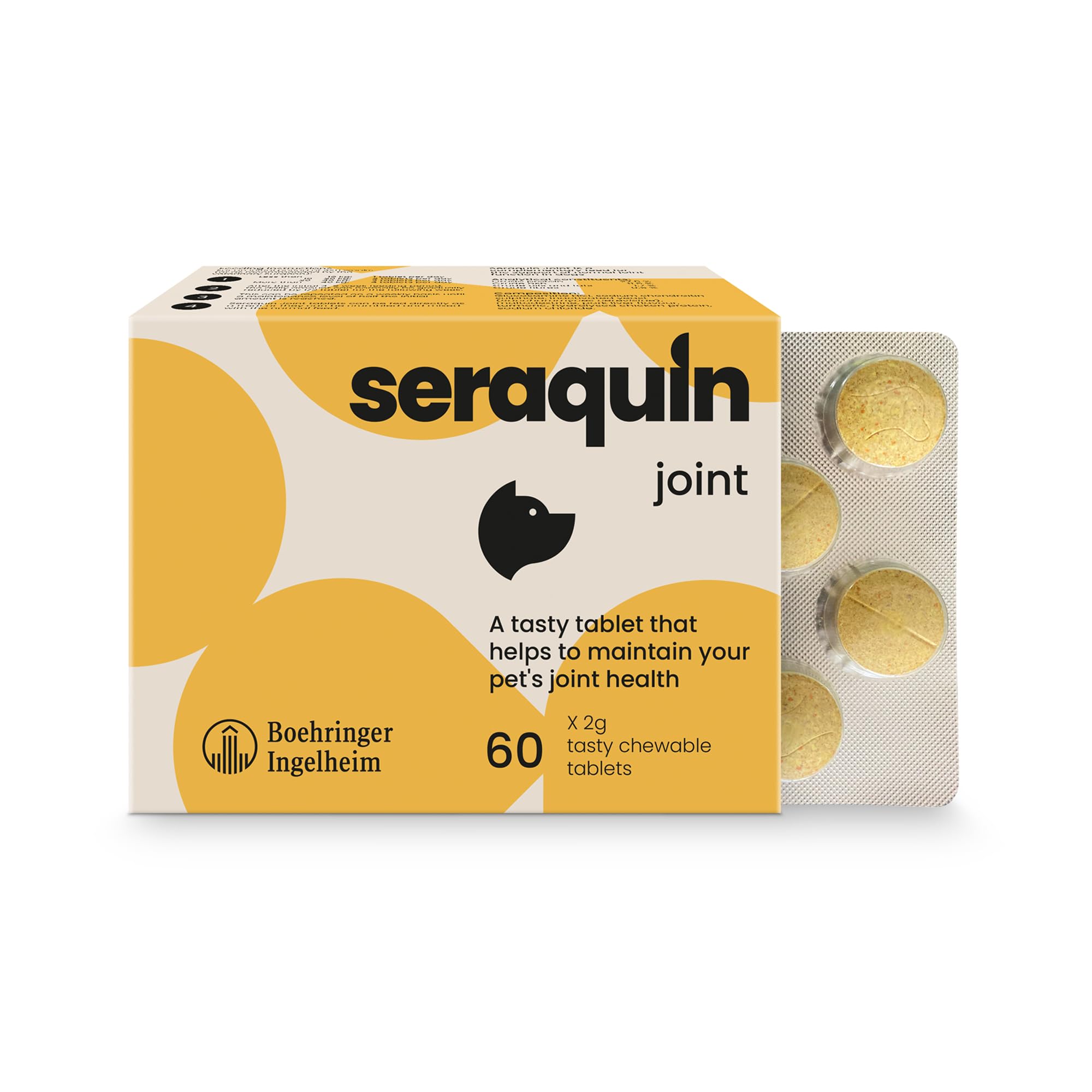 Seraquin Joint Supplement - 60 Chewable Tablets (2g Each) for Dog Joint Health | Pork Flavoured