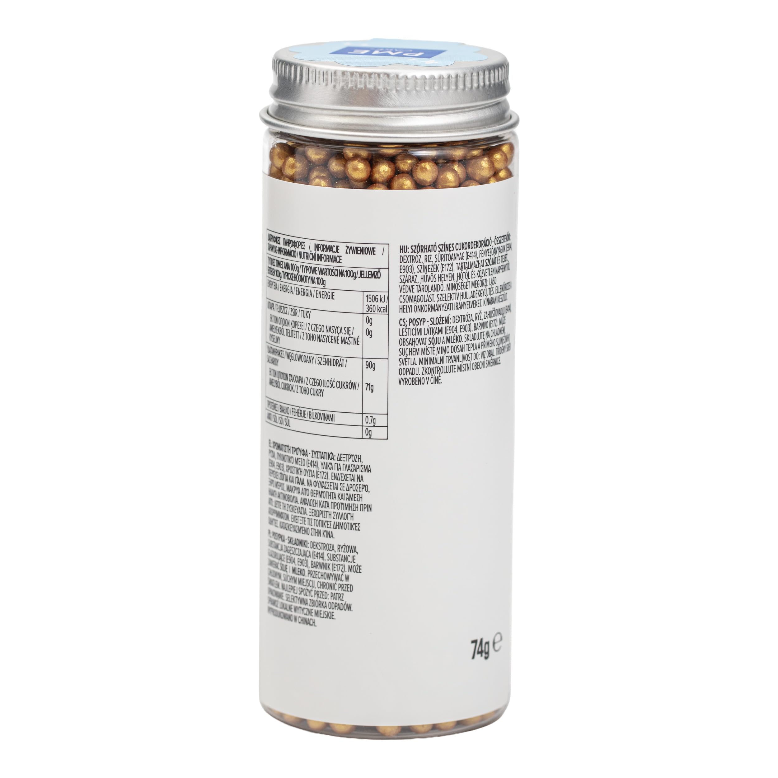 PME Cake Pearl Sprinkles - Gold 4mm Edible Sugar Pearls | 74g