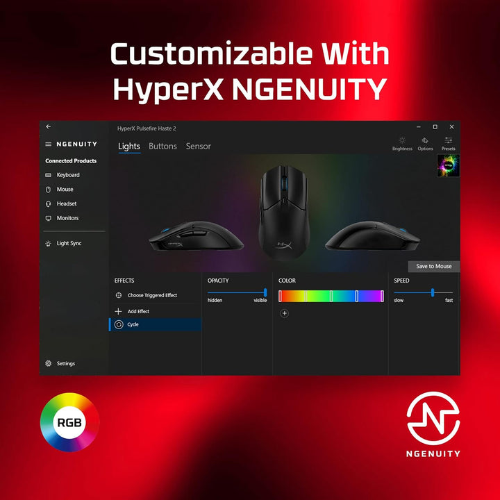 HyperX Pulsefire Haste 2 Gaming Mouse – Ultra-Light 53g with 26K Sensor, 8000Hz Polling, RGB, 6 Programmable Buttons