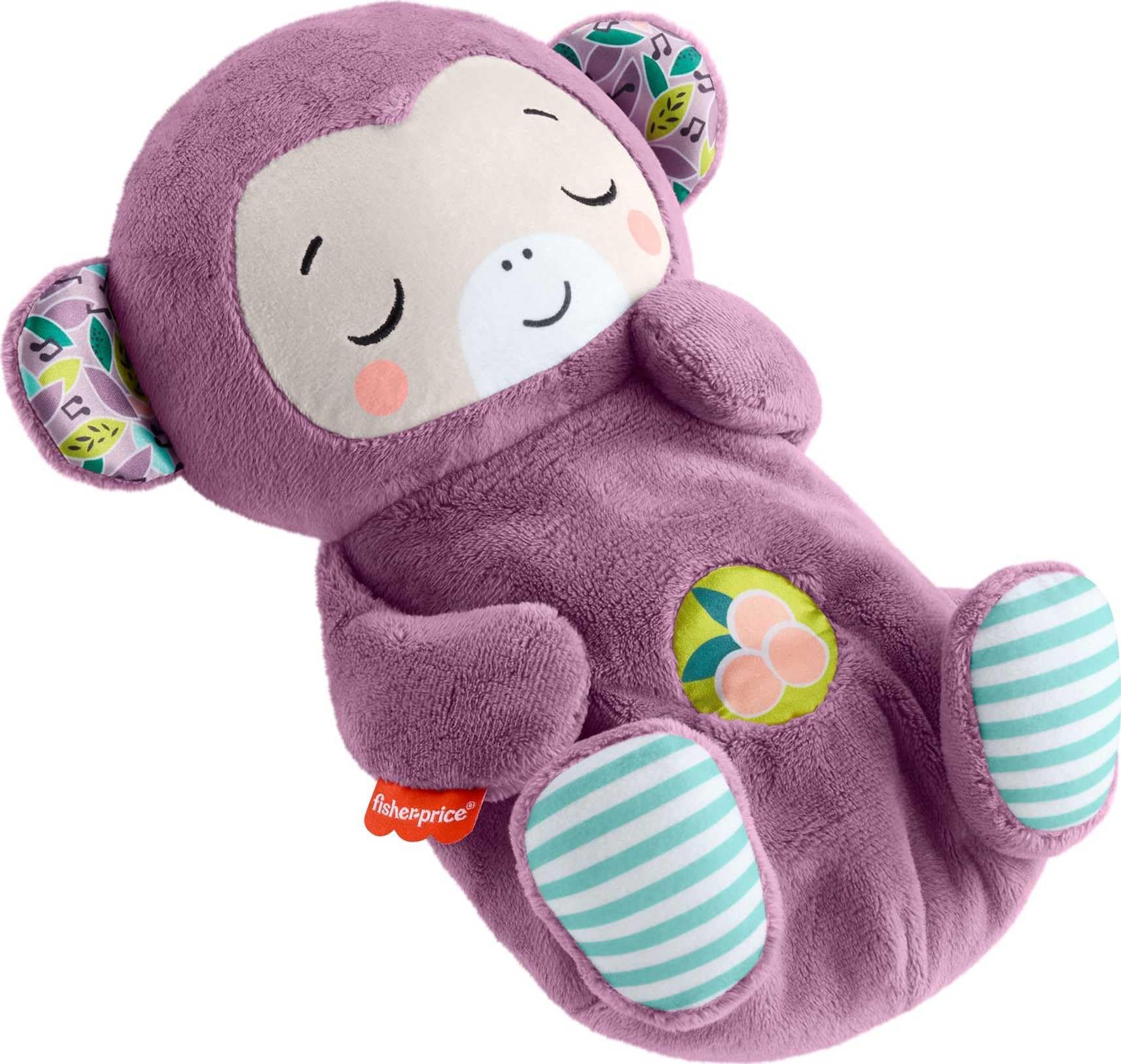Fisher-Price Soothe 'n Snuggle Purple Monkey Plush - Musical Sound Machine with Breathing Motion & Lights for Newborns 0+