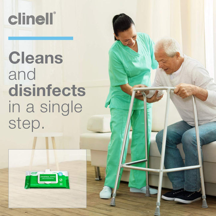 Clinell CWCP50 Universal Cleaning and Disinfection Wipes - 50 Wipes per Clip Pack