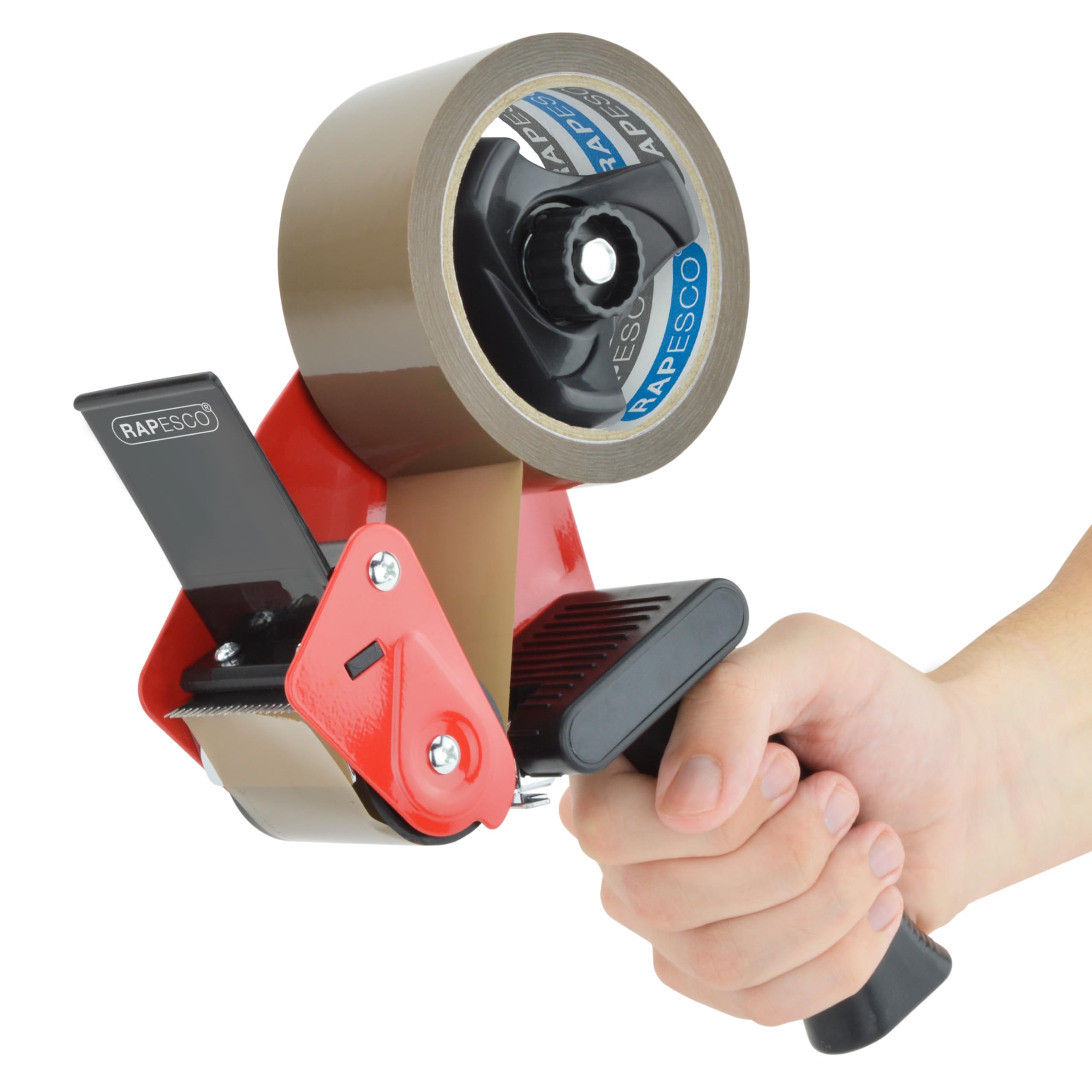 RAPESCO 1581 Germ-Savvy Antibacterial Packaging Tape Dispenser with 5 Brown Tapes | Pistol Grip