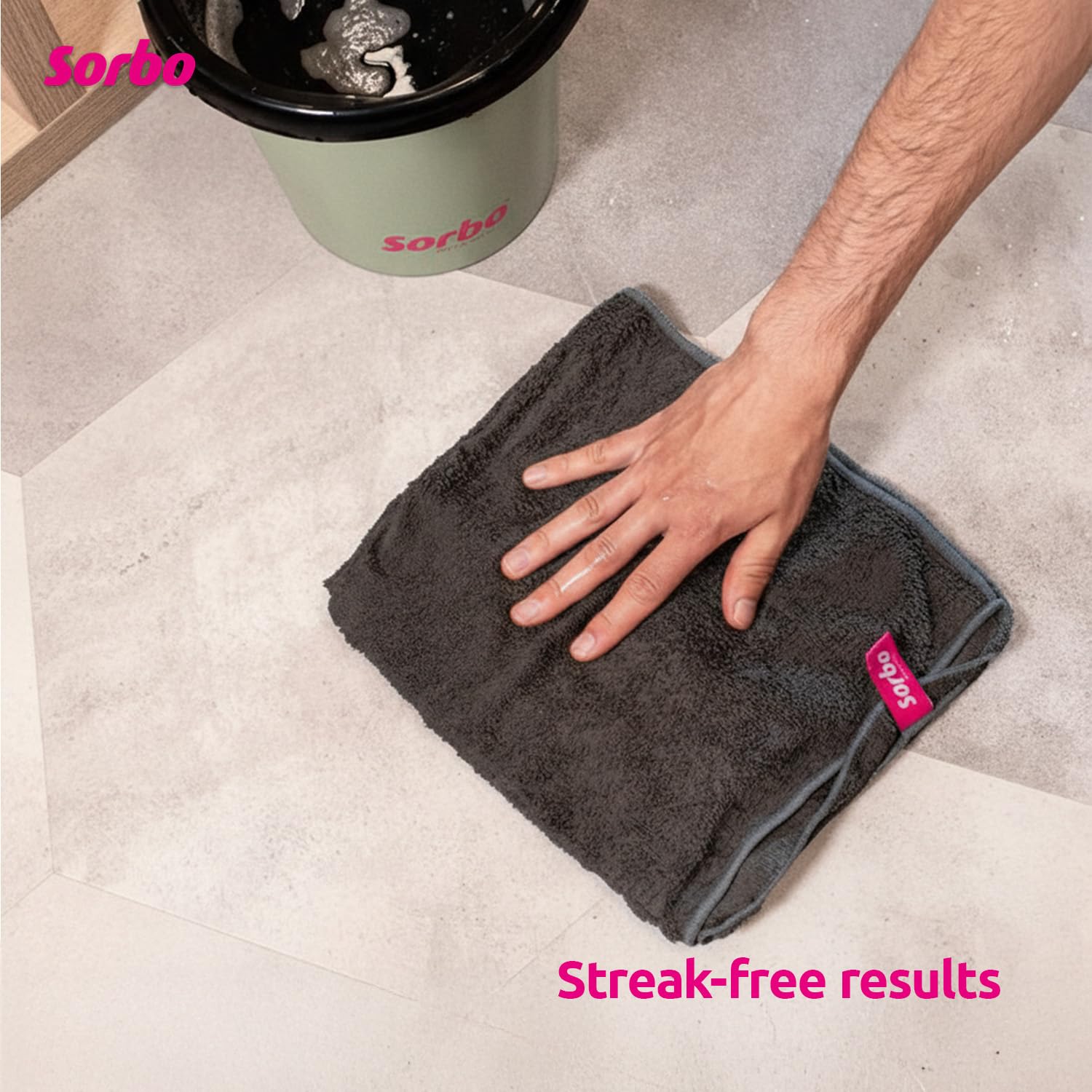 Sorbo Microfibre Floor Cloth - Streak-Free, Super Absorbent, Multi-Purpose Cleaning | Grey | 50cm x 60cm 2