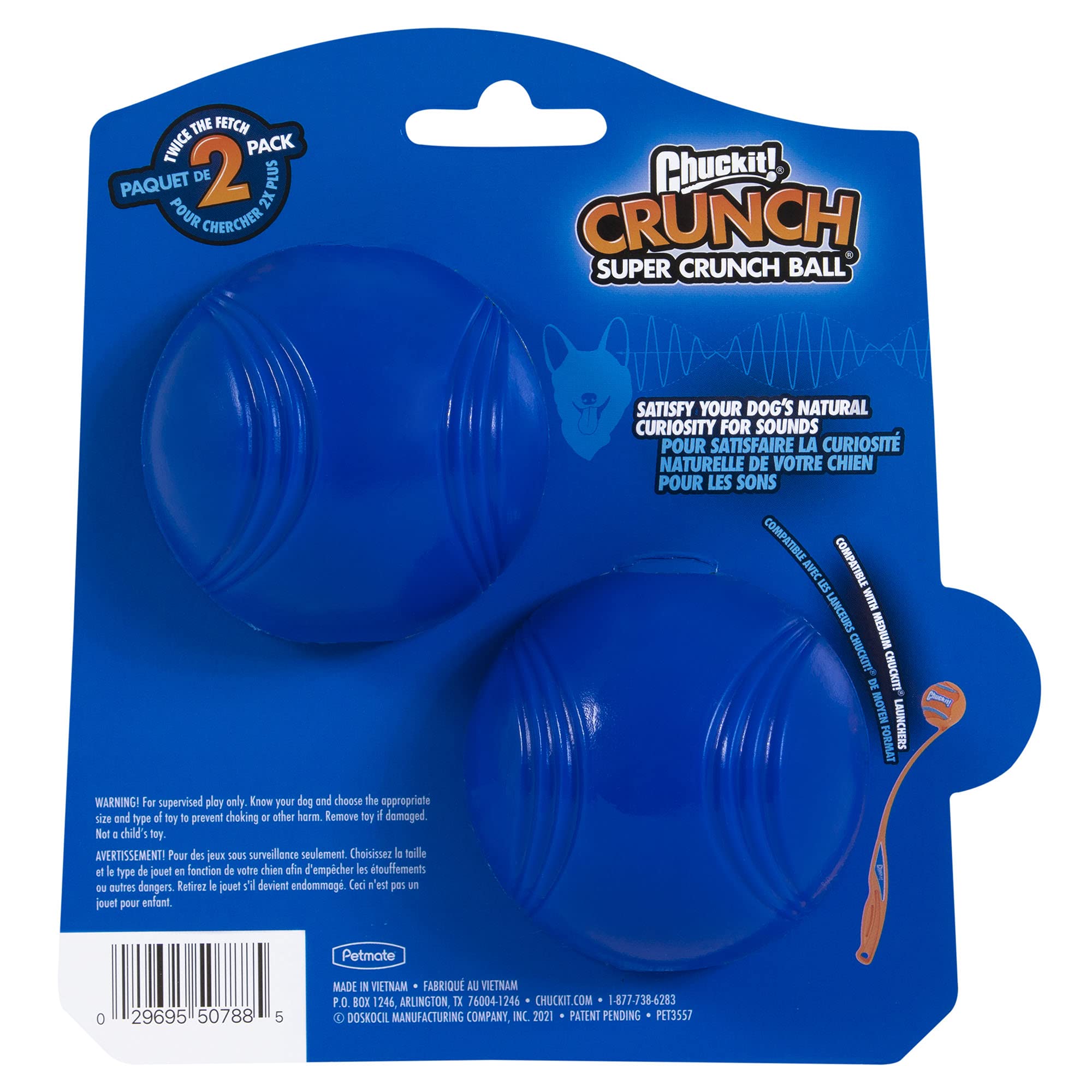 Chuckit! Crunch Ball Dog Toy - Interactive Fetch Toy | Medium Size | 2 Pack 2