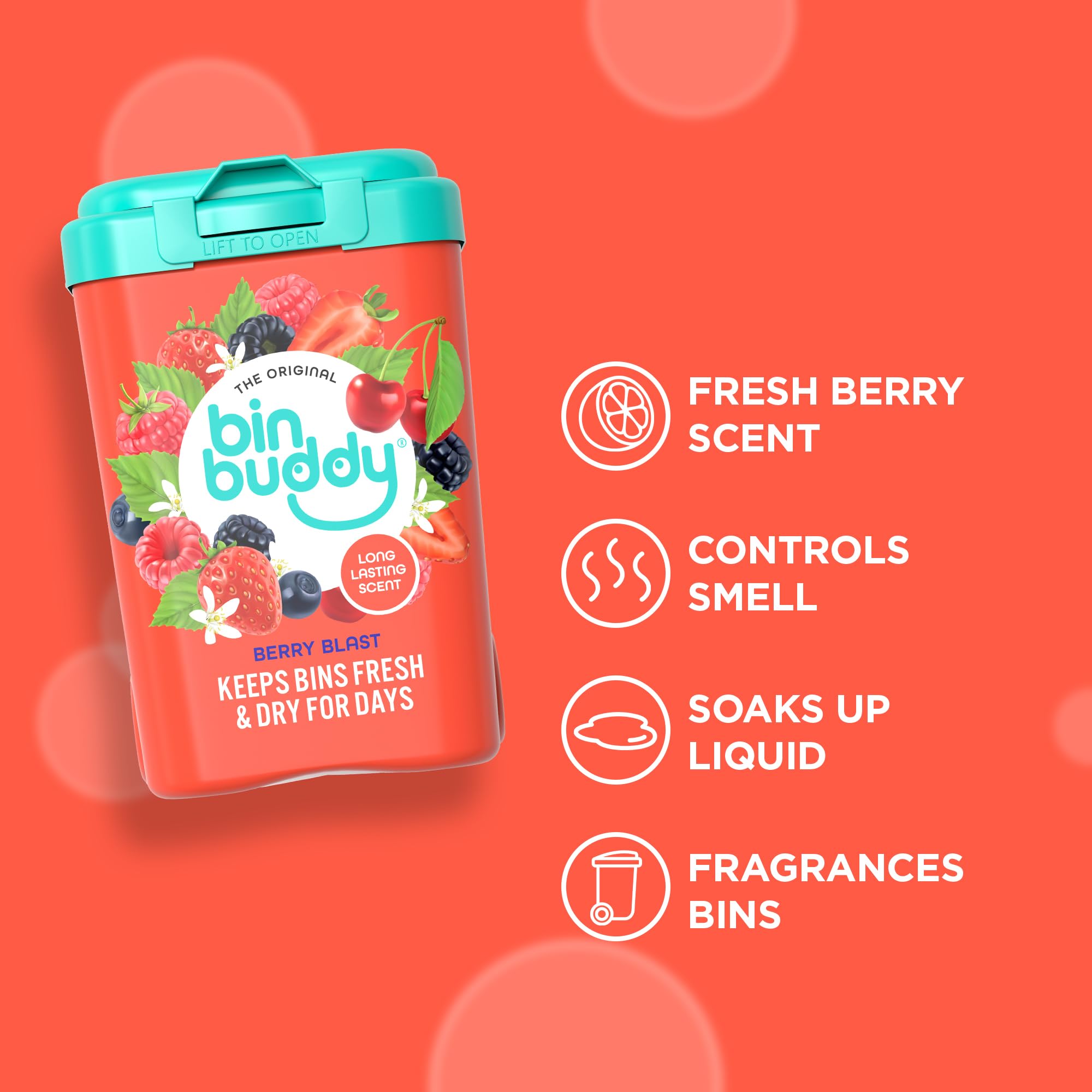 Bin Buddy Berry Blast Odour Eliminator Powder - Pack of 3 | Absorbs Mess | Lasts Days 4
