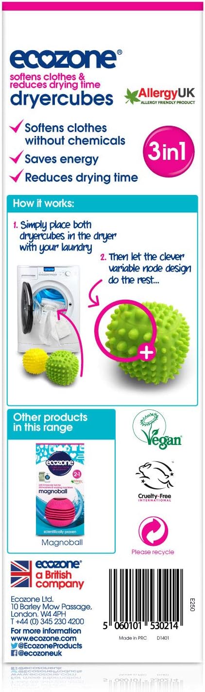Ecozone - Dryer Cubes Tumble Dryer Balls (Pack of 2) 3