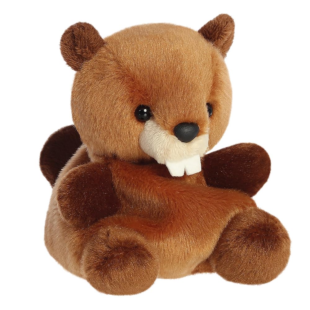 Aurora Palm Pals Chewy Beaver Bear Soft Toy - 13cm, Bean-Filled, Collectible | Suitable from Birth 1