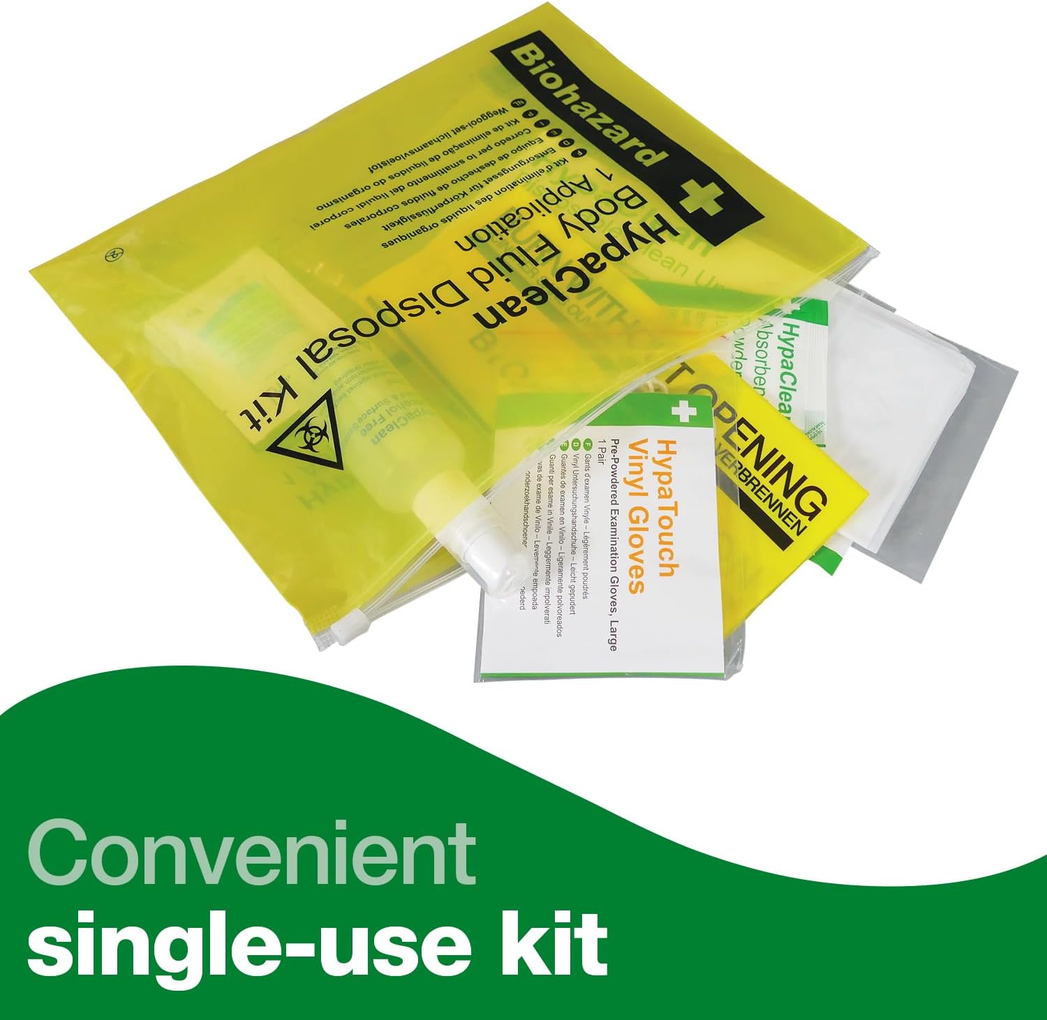 HypaClean - Body Fluid Disposal Kit (Single Use) with Vinyl Wallet 2